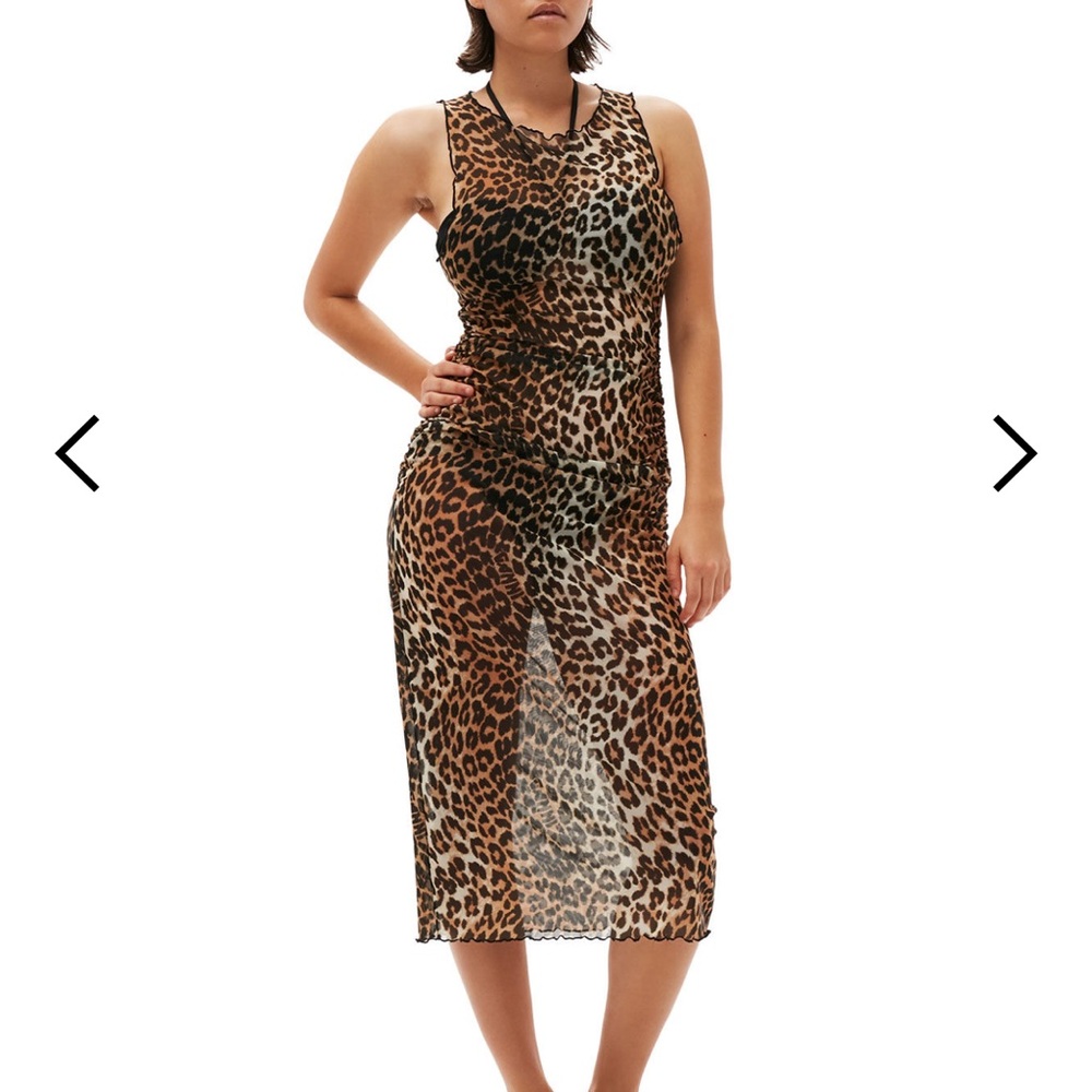 Ganni leopard print mesh dress (NWT)